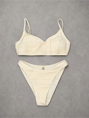 NWT - MIKETAI Women's Textured 2 Piece Cheeky Bikini - Size Medium Swimsuit